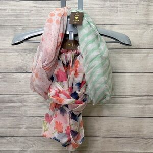 Elegant Light and Gauzy Infinity Scarf Trio, never worn